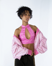 Xi Keyhole Reversible Tie-up Top Pink