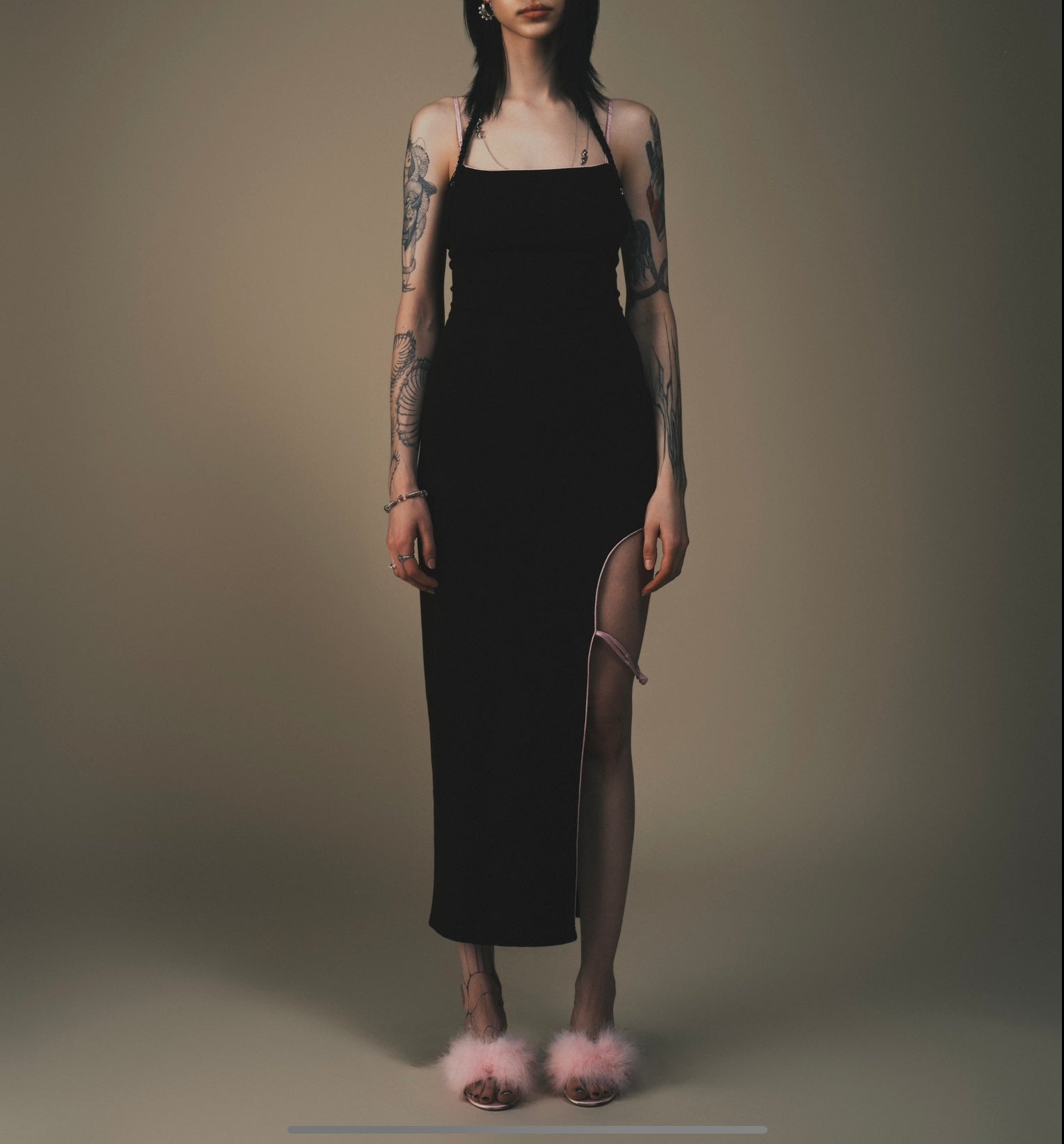 cut out maxi dress with thigh split Gao Cutout Maxi Dress