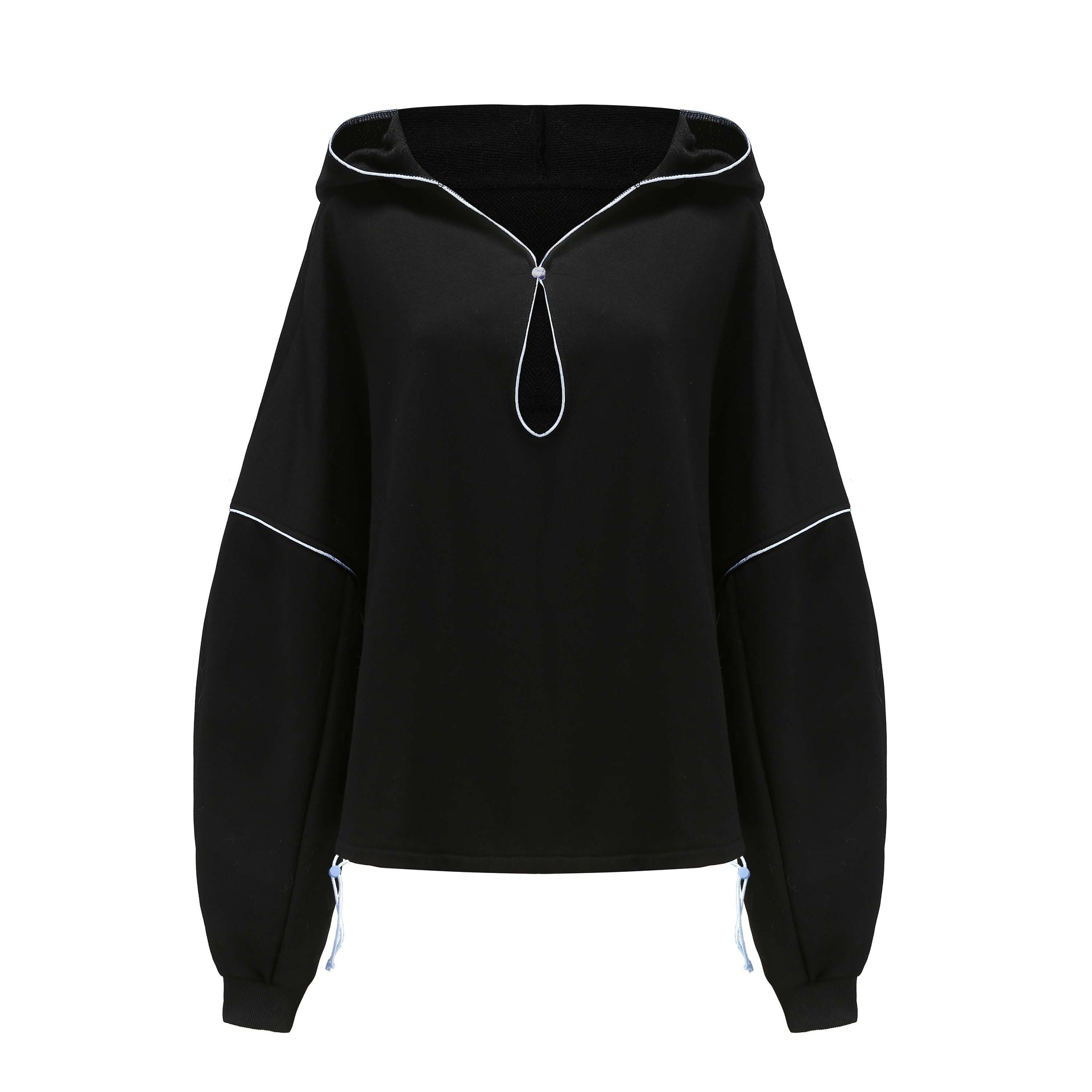 SonyaLei x DAWANG Open Neck Drawstring Adjustable Hoodie