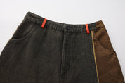 Wang Patch Denim Wide Leg Pants Phoenix Red