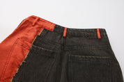 Wang Patch Denim Wide Leg Pants Phoenix Red