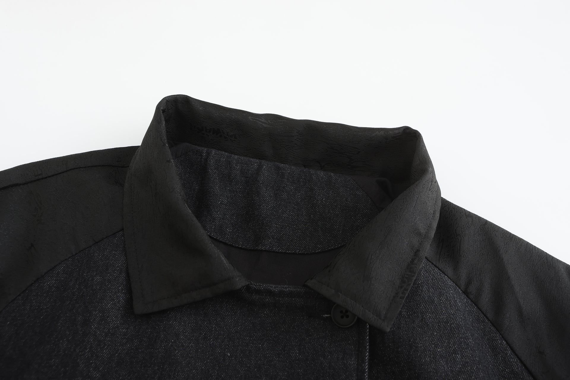 Li Patch Collar Button Oversized Coat, Drop Shoulder Oversized, collar close up