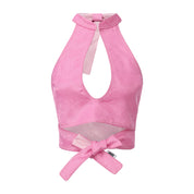 Xi Keyhole Reversible Tie-up Top Pink