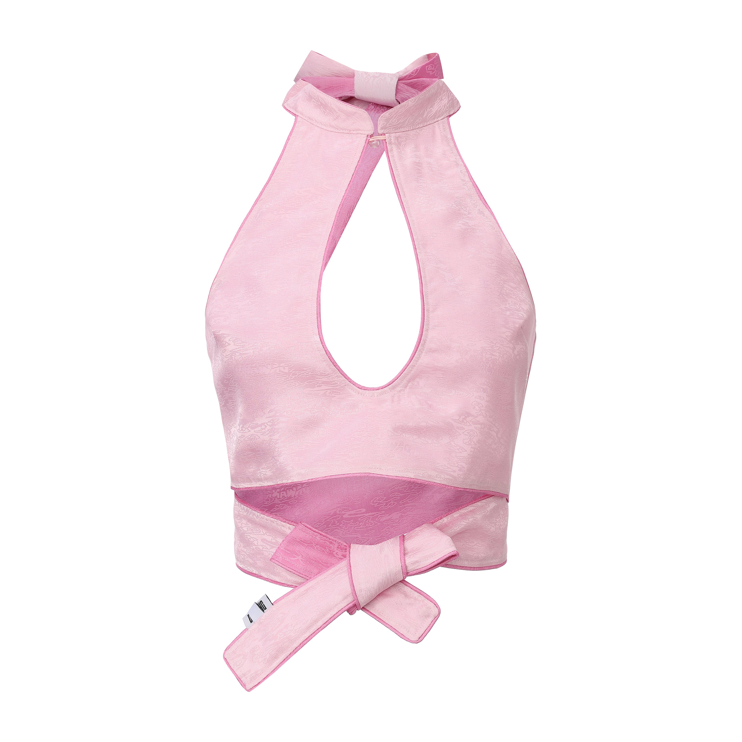 Xi Keyhole Reversible Tie-up Top Pink