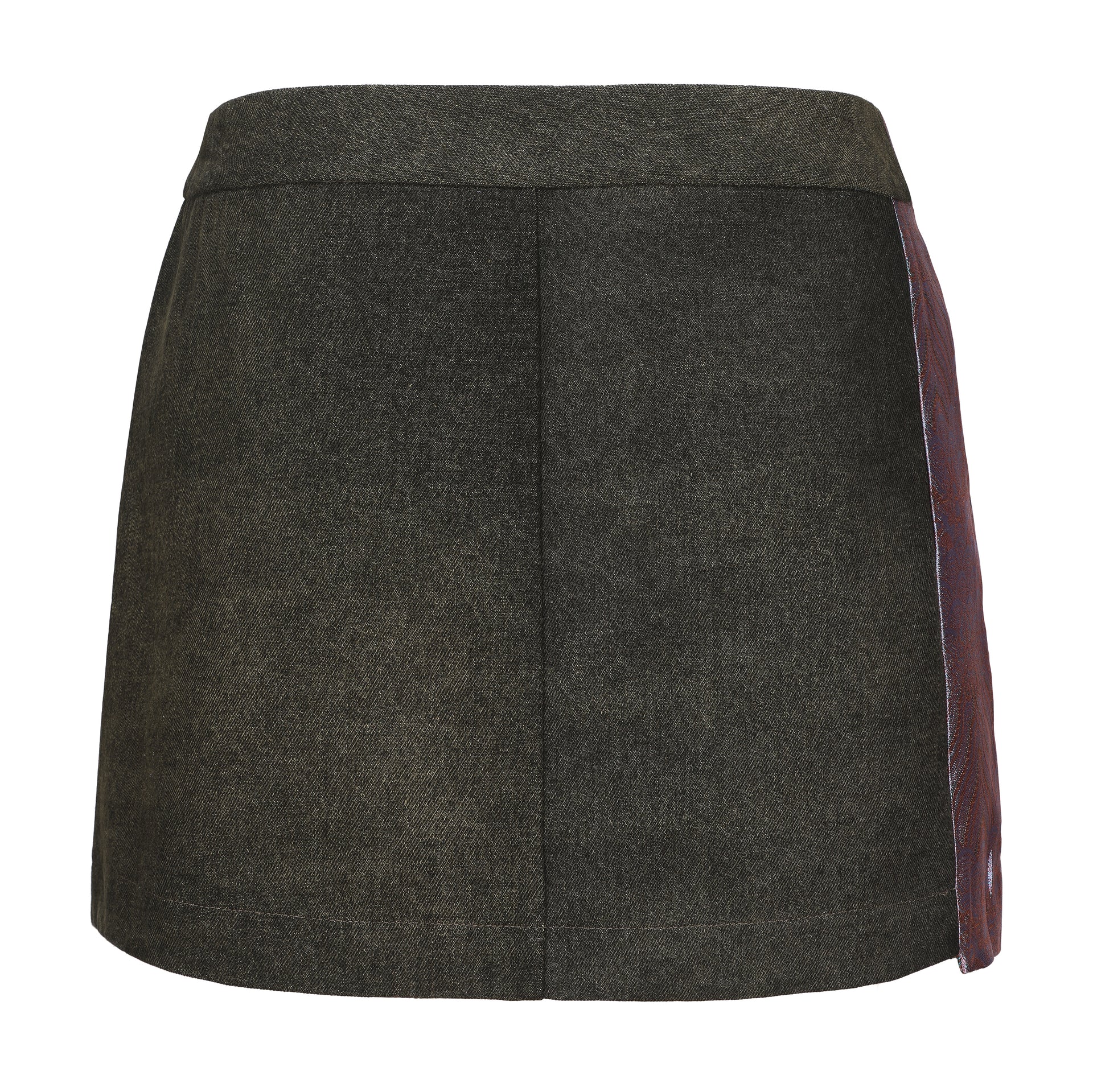Dan Denim Patch Mini Skirt, Denim Brocade Patch, back
