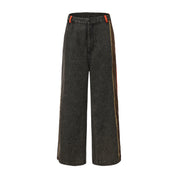 Wang Patch Denim Wide Leg Pants Phoenix Red