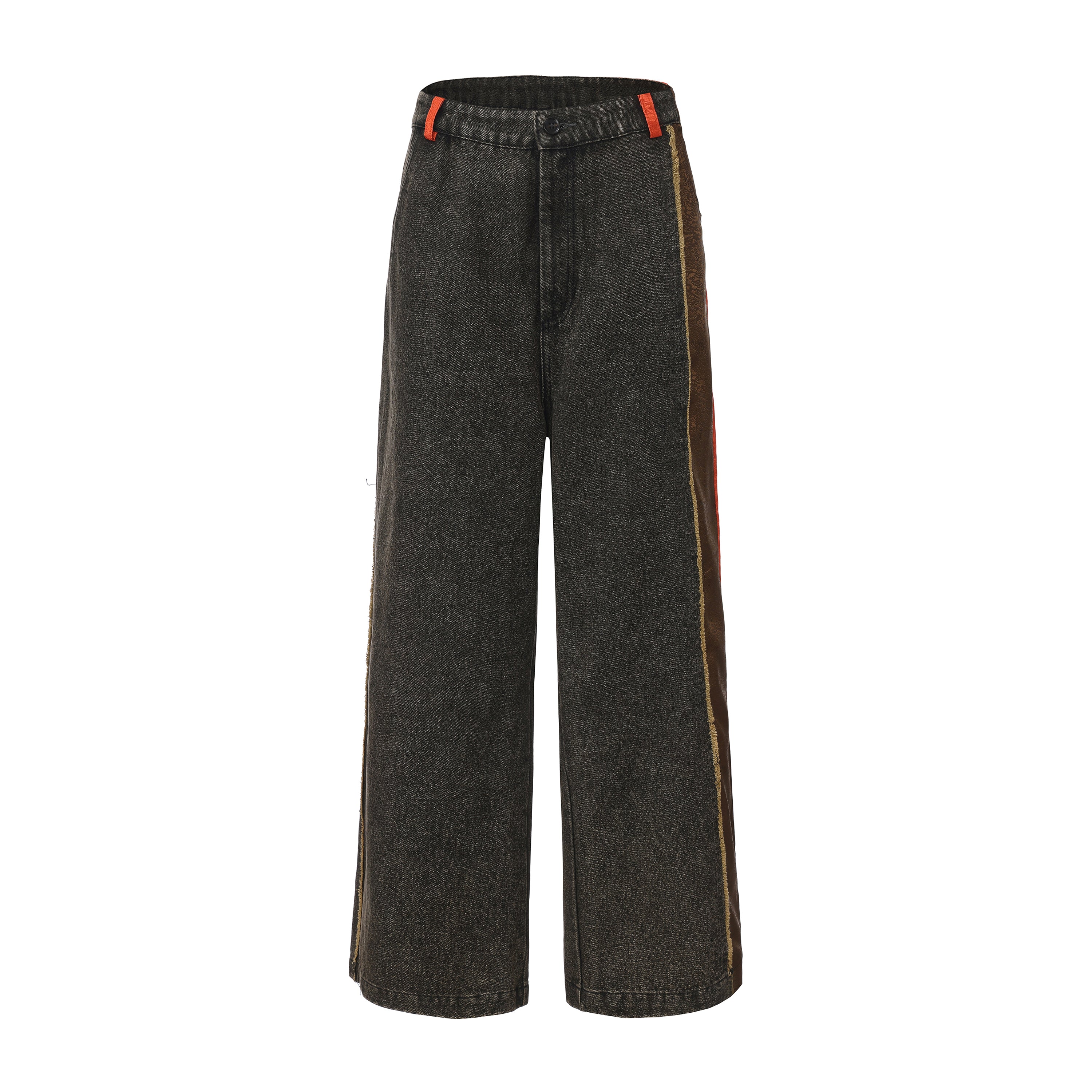 Wang Patch Denim Wide Leg Pants Phoenix Red
