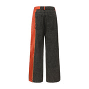 Wang Patch Denim Wide Leg Pants Phoenix Red