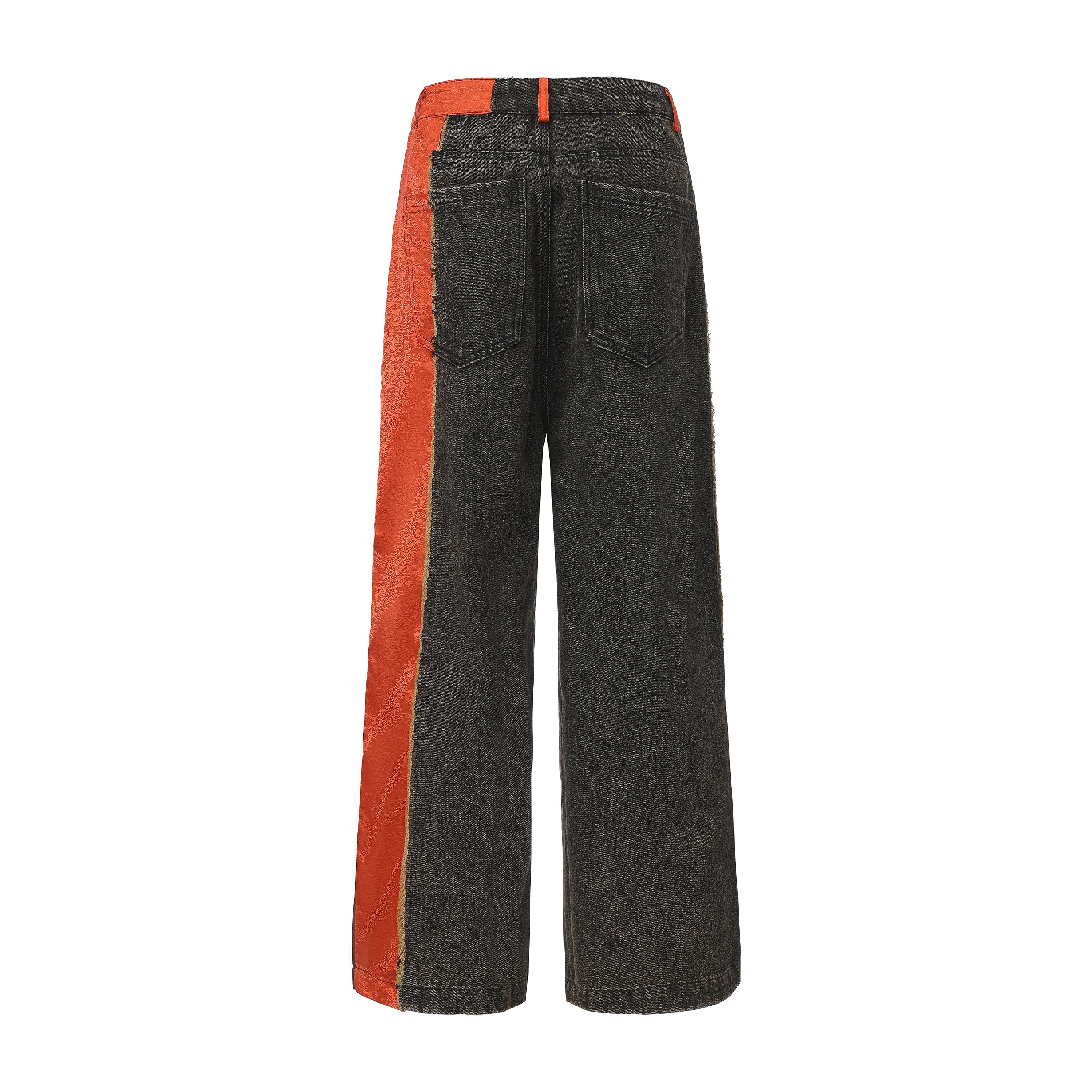 Wang Patch Denim Wide Leg Pants Phoenix Red