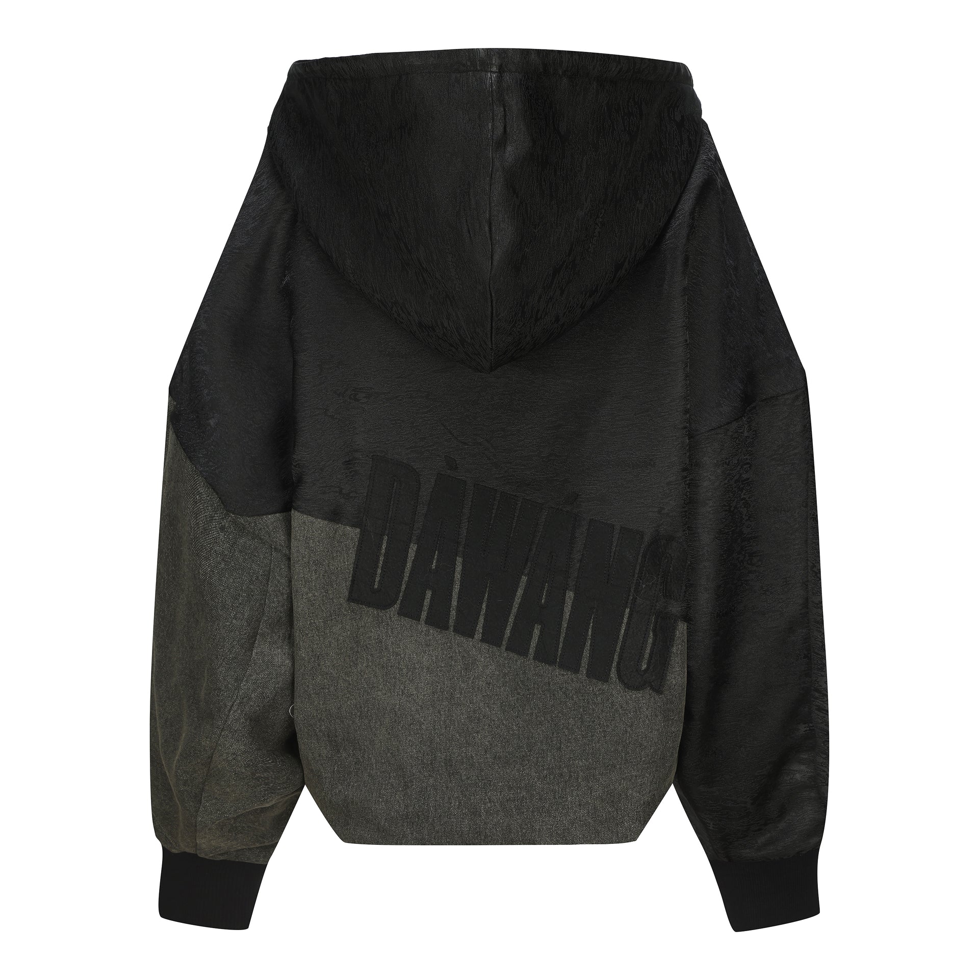 Han Patch Double Layer Hoodie, Drop Shoulder Oversized Fit, DAWANG Logo Patch on back, brocade, back