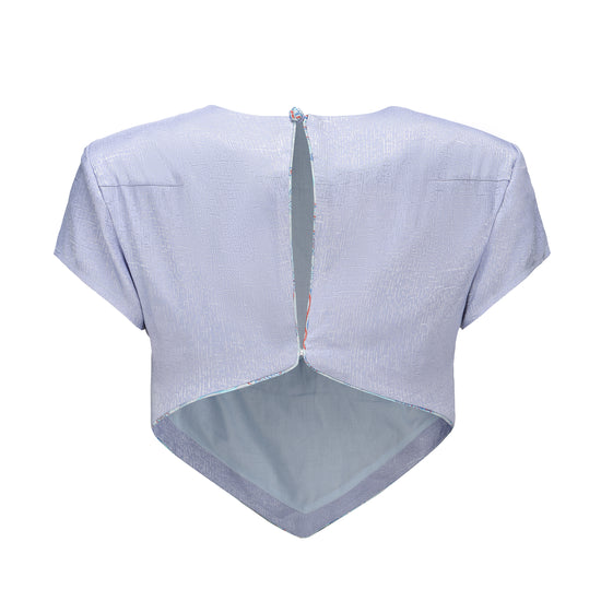 Ling Crop Brocade T-Shirt, Brocade with Back Slit, back