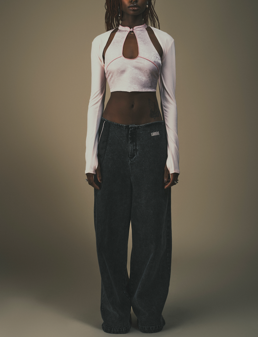 Yao Keyhole Detachable Sleeves Top Baby Pink