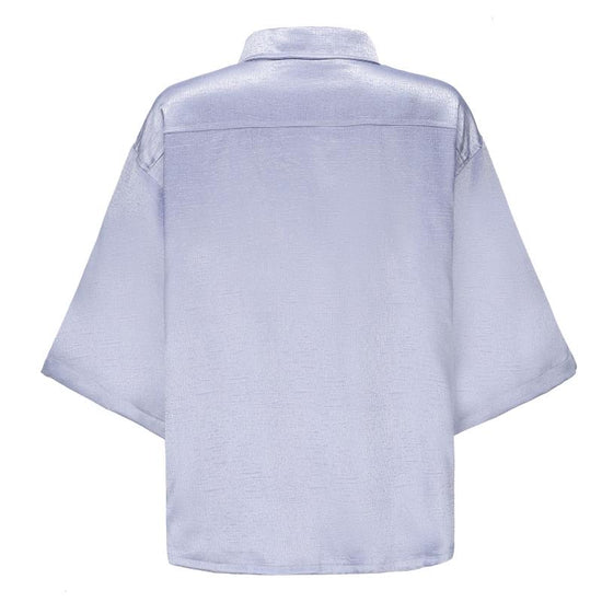 Dori Brocade Straight Collar Shirt, Oversized Fit, purple, back