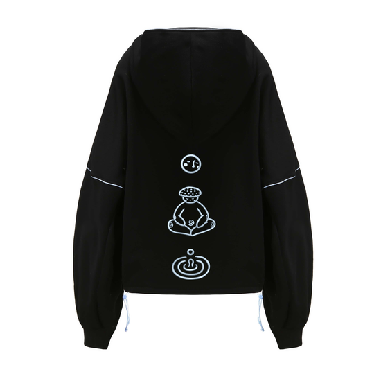 Mugwort x DAWANG Open Neck Drawstring Adjustable Hoodie