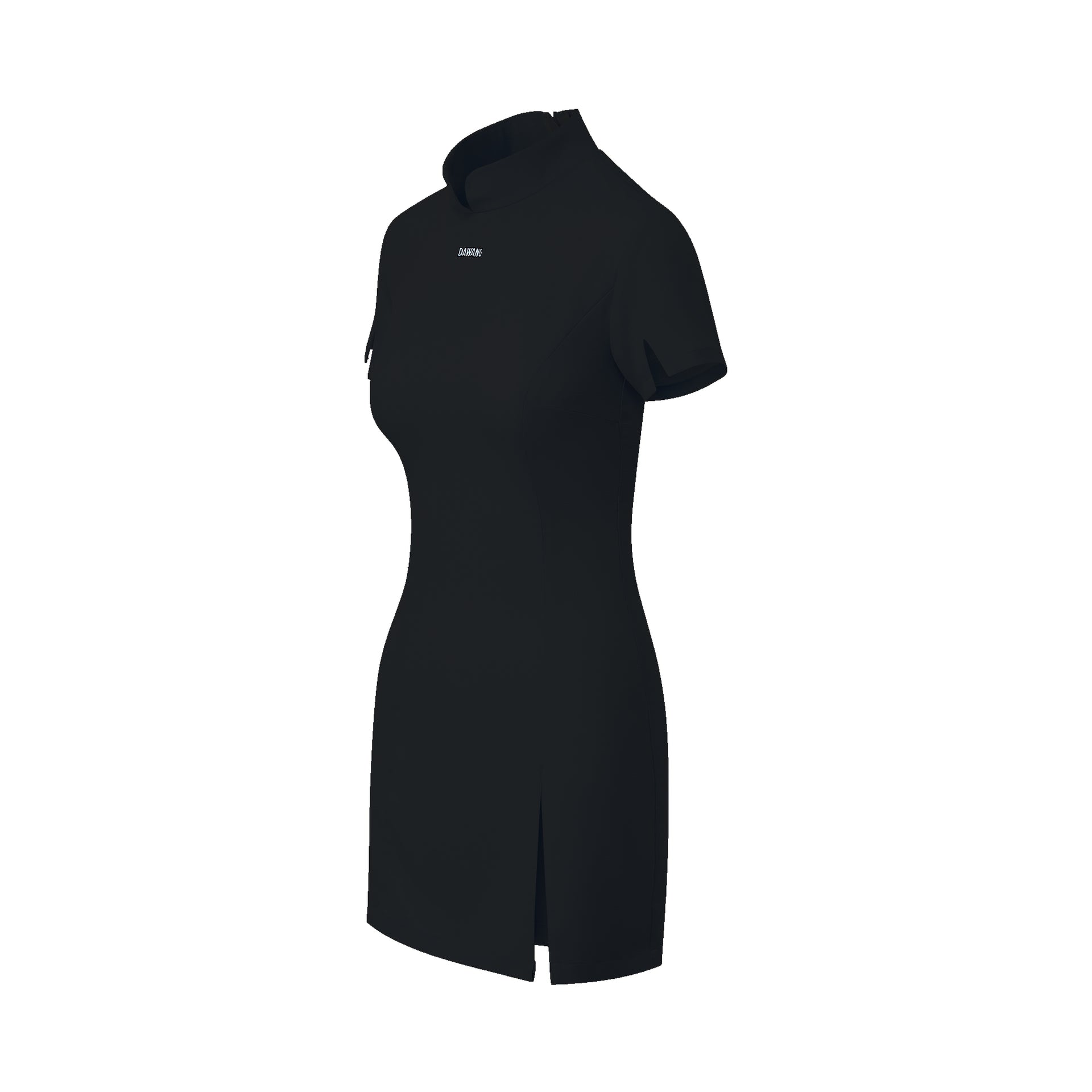 Lesley Linen Mini Dress, Embroidered Log, Sleeve Slit, black, left-side