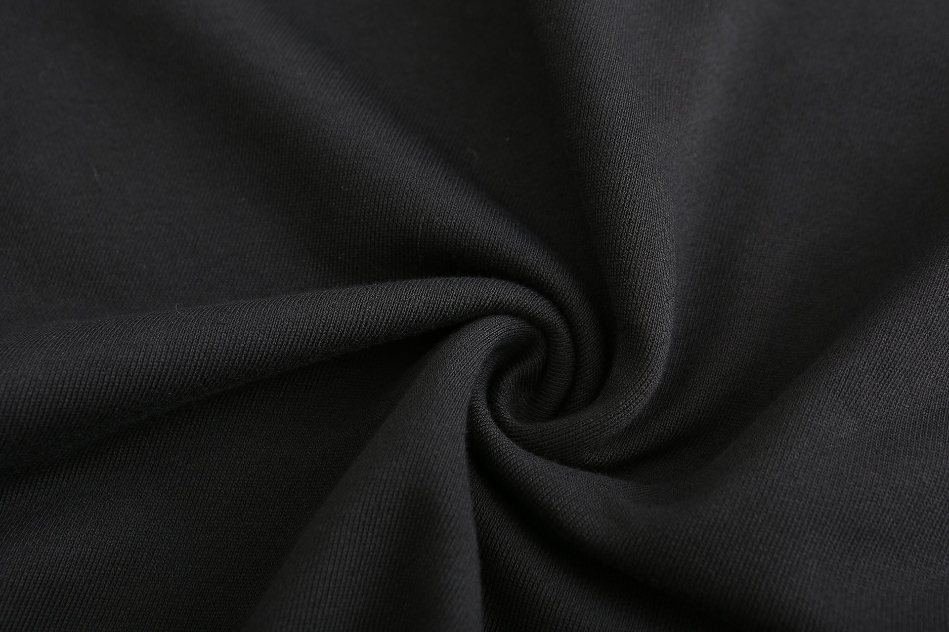 Jin Open Neck Drawstring Adjustable Hoodie, Cotton Black, main fabric close up