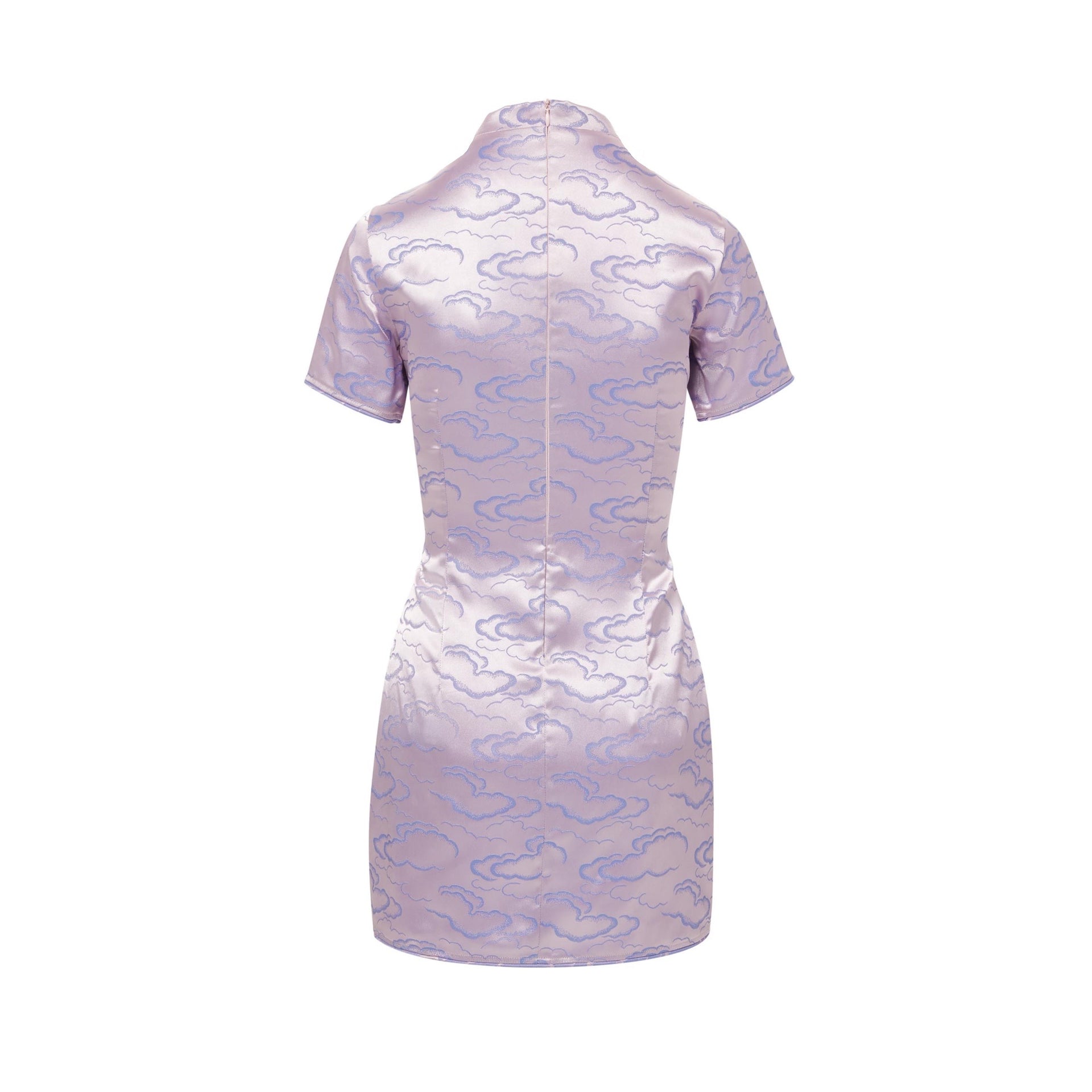 Noma Brocade Mini Dress, Piping, lavender, back
