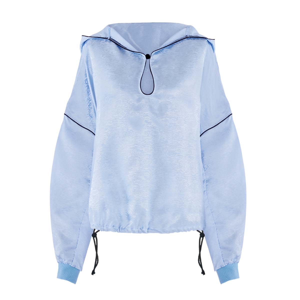 Jin Open Neck Drawstring Adjustable Hoodie • DAWANGNEWYORK