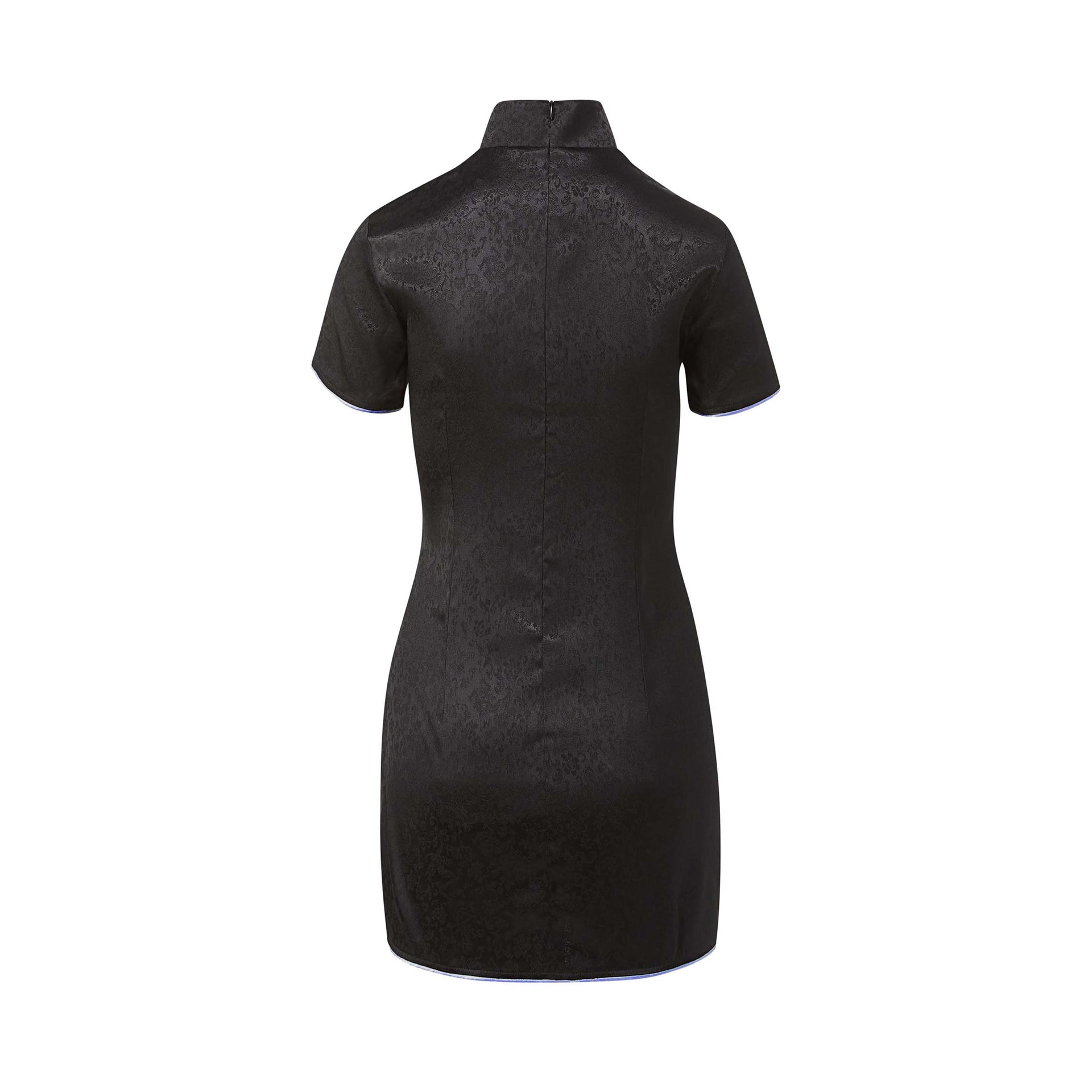 Noma Brocade Mini Dress, Piping, black, back