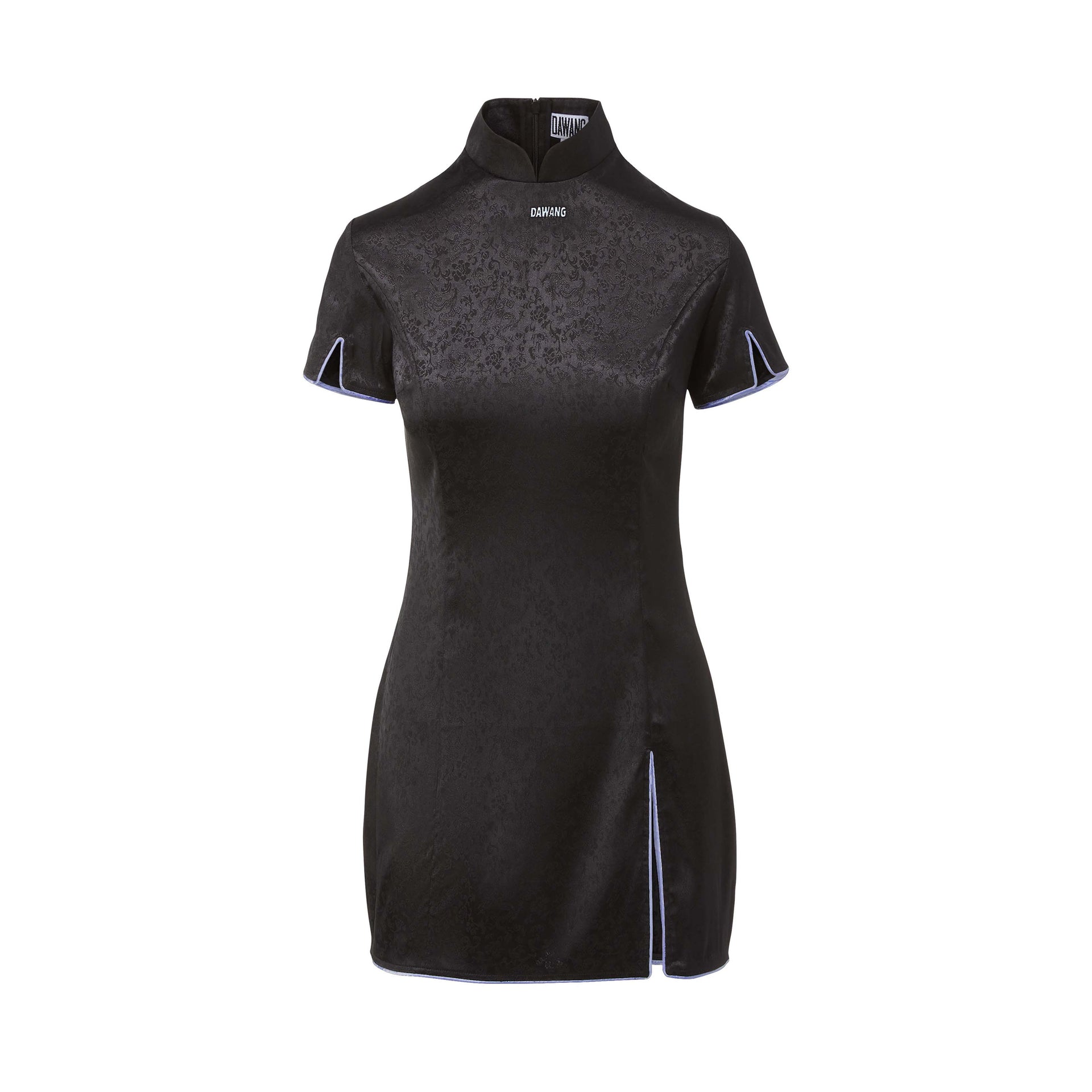 Noma Brocade Mini Dress, Piping, black, front