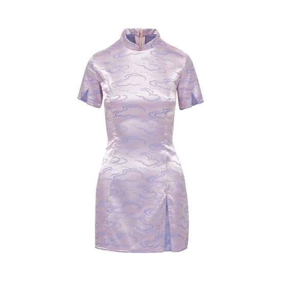 Noma Brocade Mini Dress, Piping, lavender, front