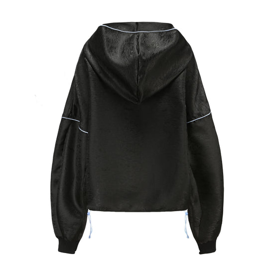 Jin Open Neck Drawstring Adjustable Hoodie