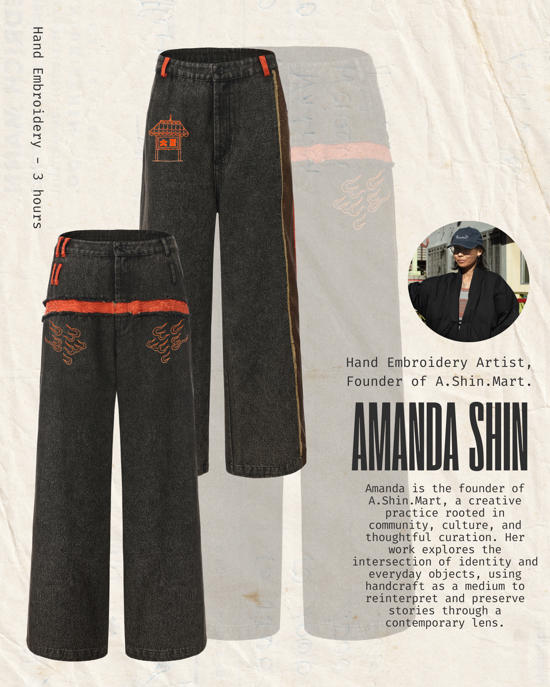 Za WideLeg Denim/Brocade Patch Jeans x A.Shin.Mart