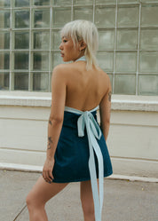 Leng Patch Denim Mini Dress