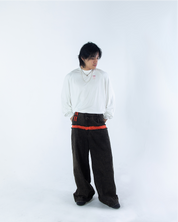 Za WideLeg Denim/Brocade Patch Pants Phoenix Red