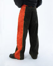 Wang Patch Denim Wide Leg Pants Phoenix Red