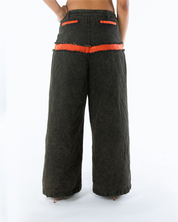 Za WideLeg Denim/Brocade Patch Pants Phoenix Red