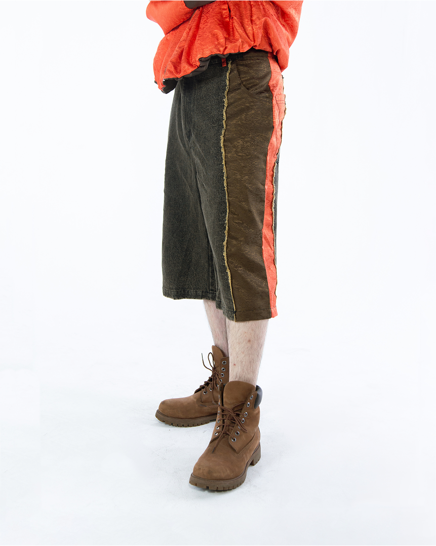 Ye Cargo Denim Shorts Phoenix Red