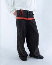 Za WideLeg Denim/Brocade Patch Pants Phoenix Red