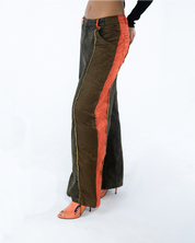 Wang Patch Denim Wide Leg Pants Phoenix Red