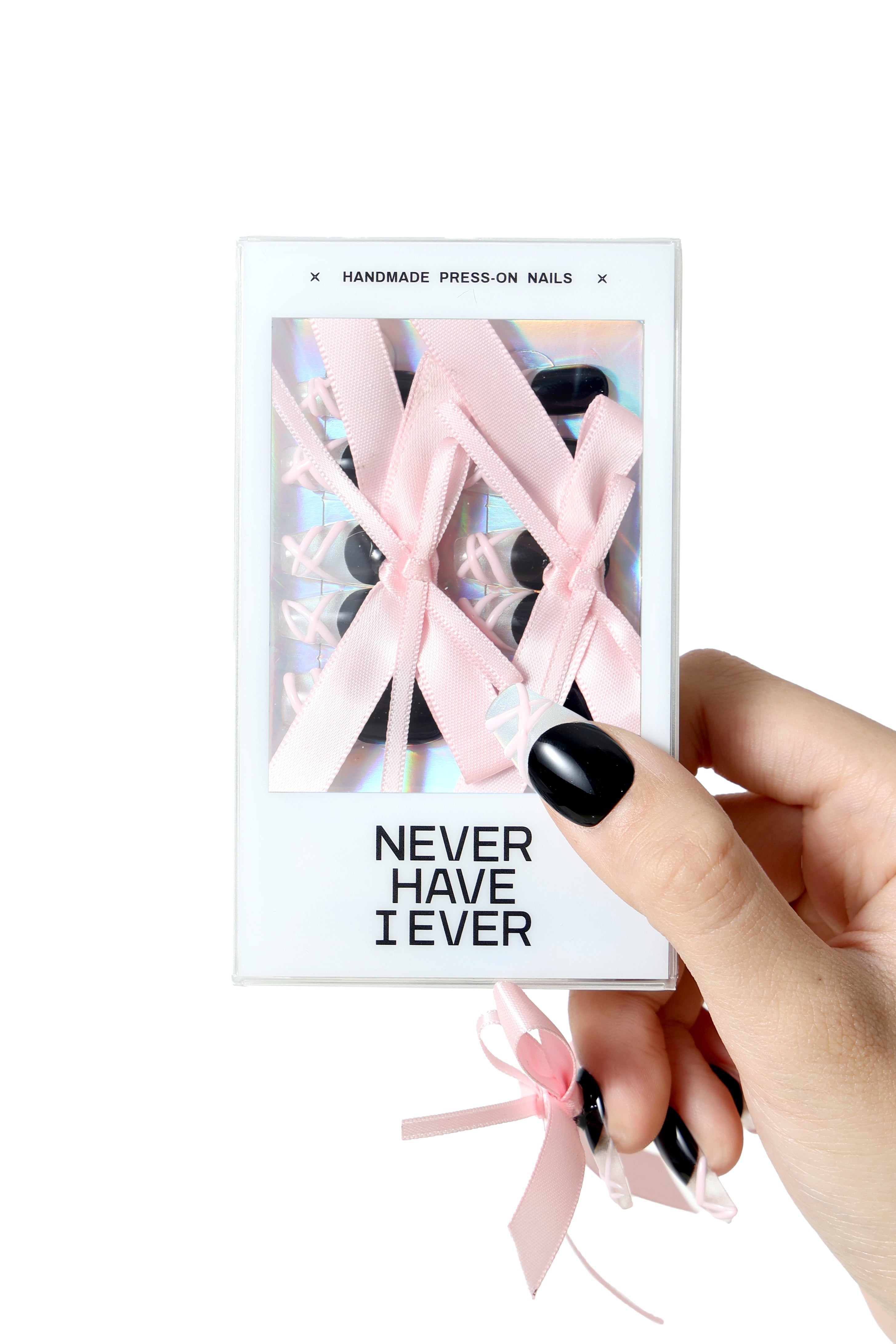 Pink Ribbons Press-on Nails by Misha Elle x Never Have I Ever