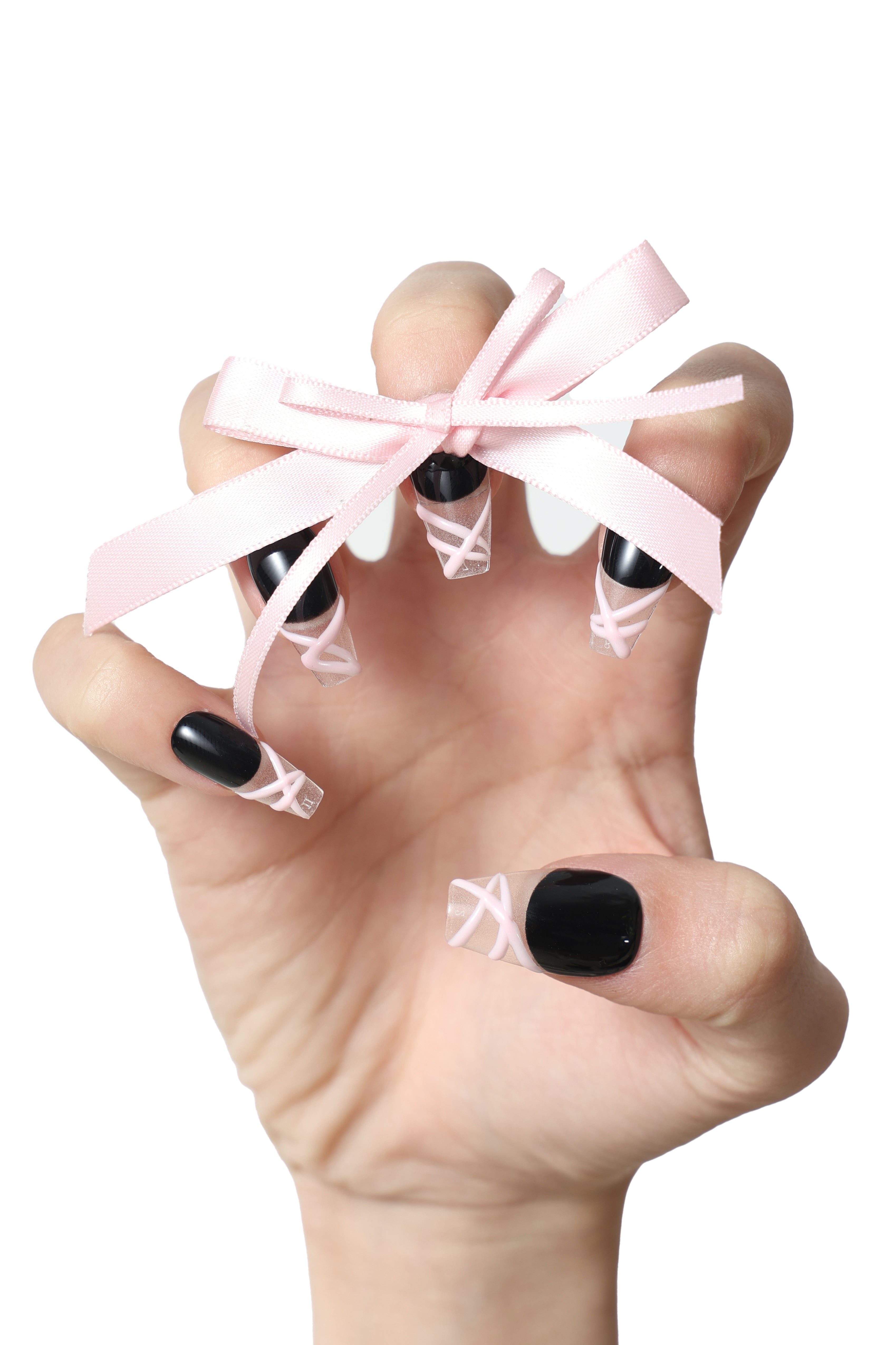Pink Ribbons Press-on Nails by Misha Elle x Never Have I Ever