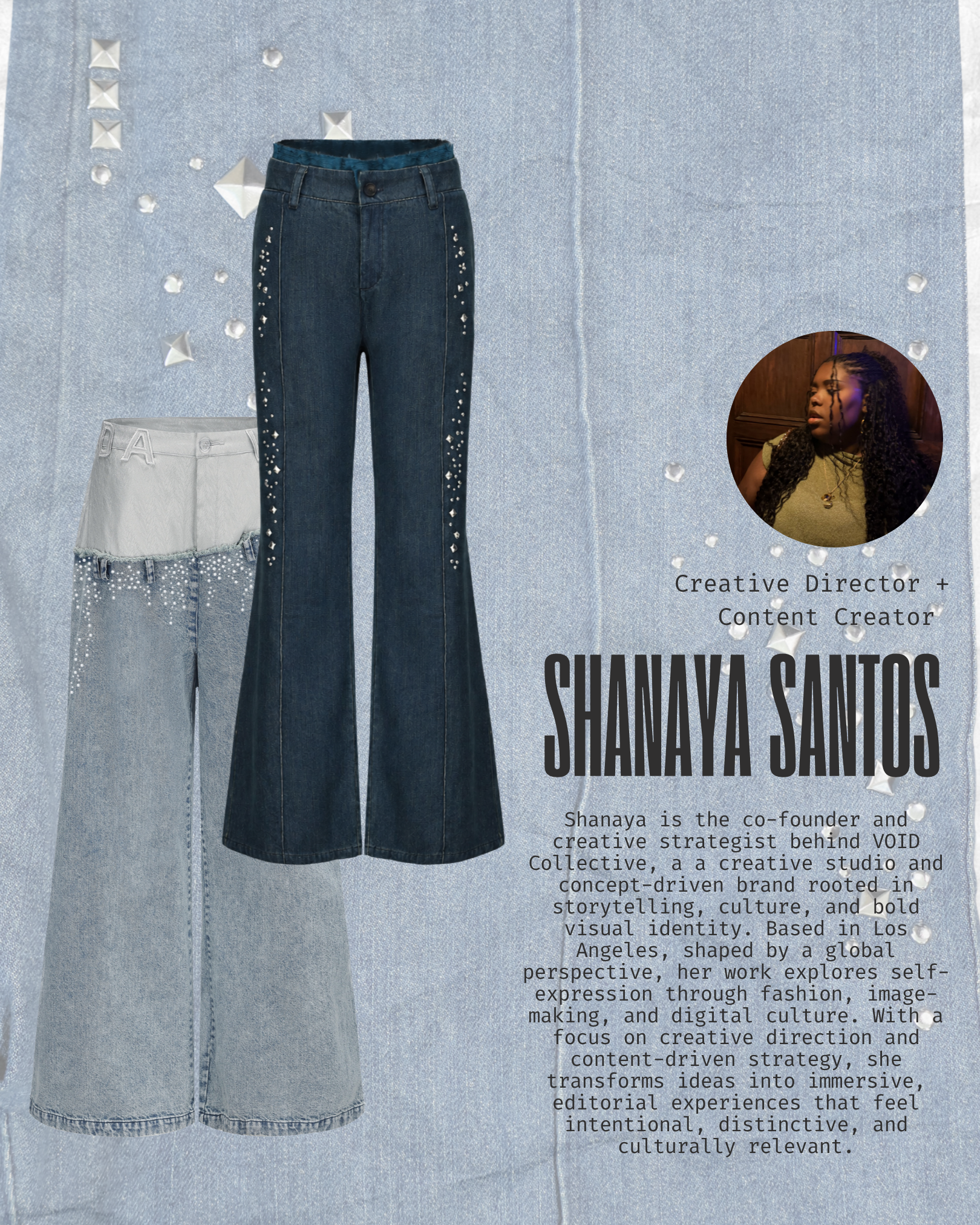 Jun WideLeg Denim/Brocade Patch Jeans x Void Collective