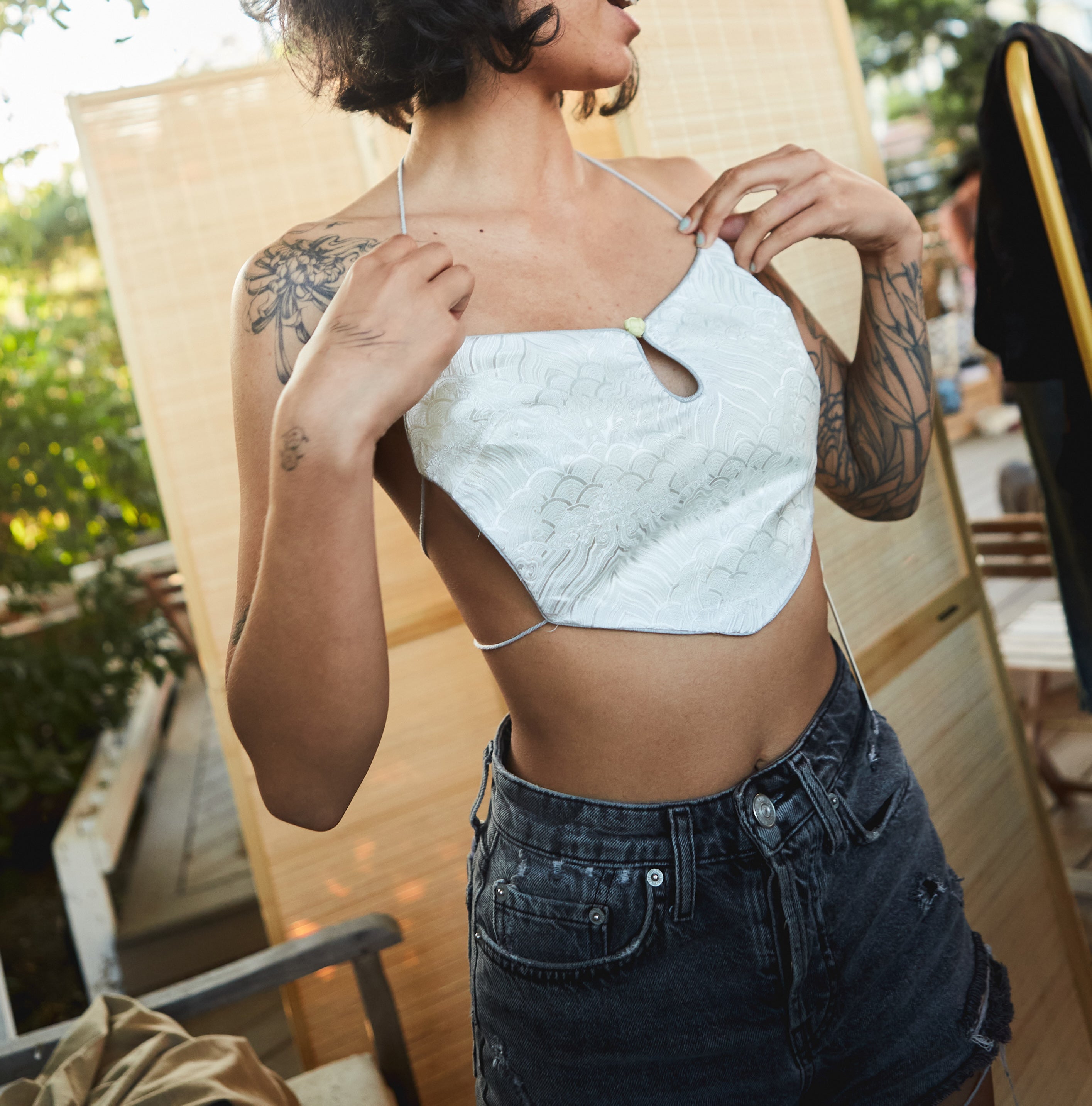 Dong Cropped Reversible Apron Top