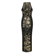 Glisten Denim Brocade Maxi Dress