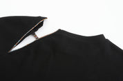 Ju Cutout Long Sleeve Knit Top, Neckline Front and Back Cutout, close up