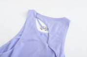 Hu Sleeveless Mini Dress, Front Butterfly Hook, Silk Brocade Knot Button, back close up