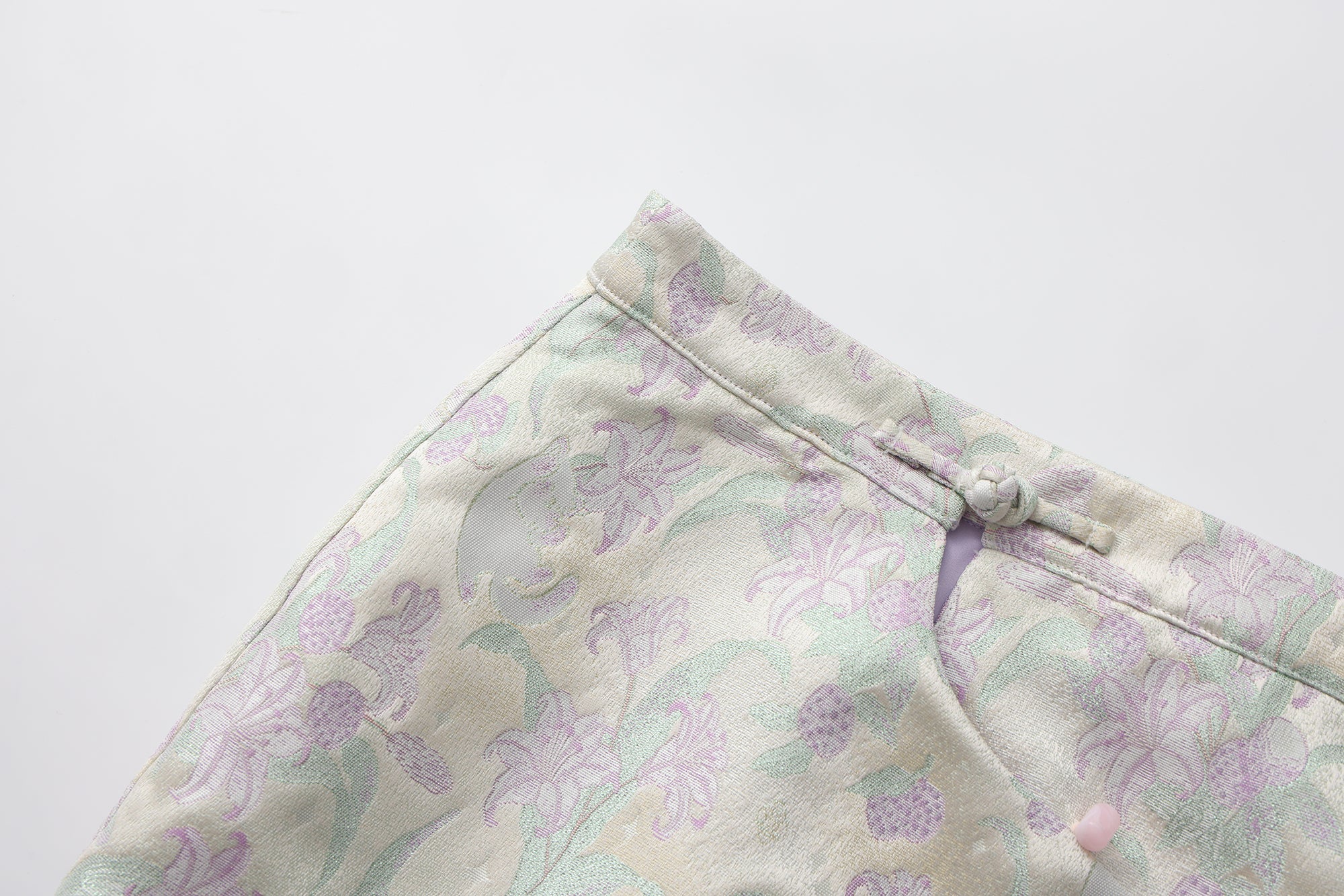 Zhen Side Button Mini Skirt Green
