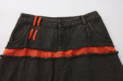 Za WideLeg Denim/Brocade Patch Pants Phoenix Red