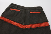 Za WideLeg Denim/Brocade Patch Pants Phoenix Red