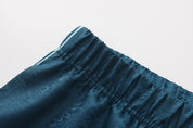 Fu Brocade Wide Leg Track Pants Forest Blue