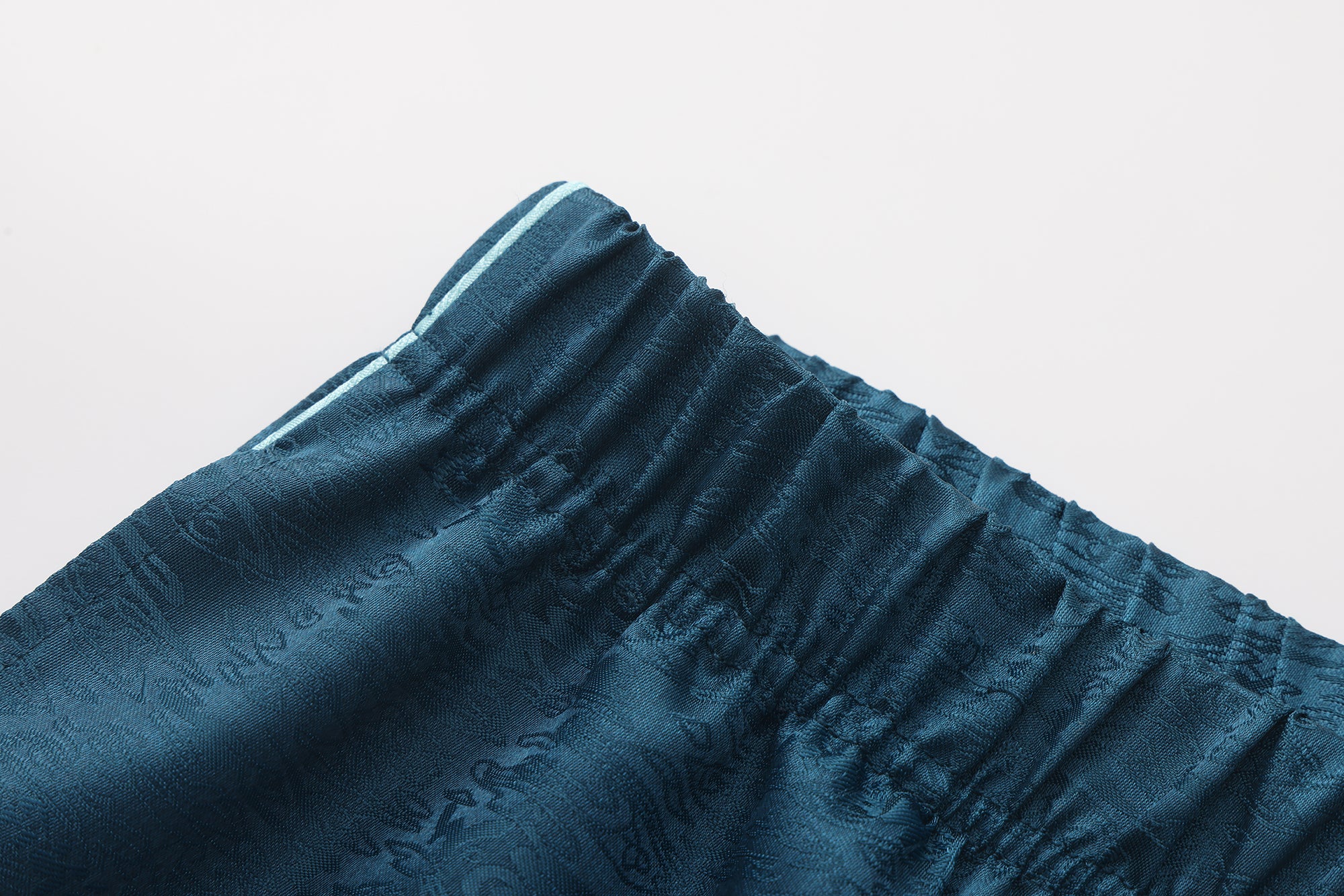 Fu Brocade Wide Leg Track Pants Forest Blue