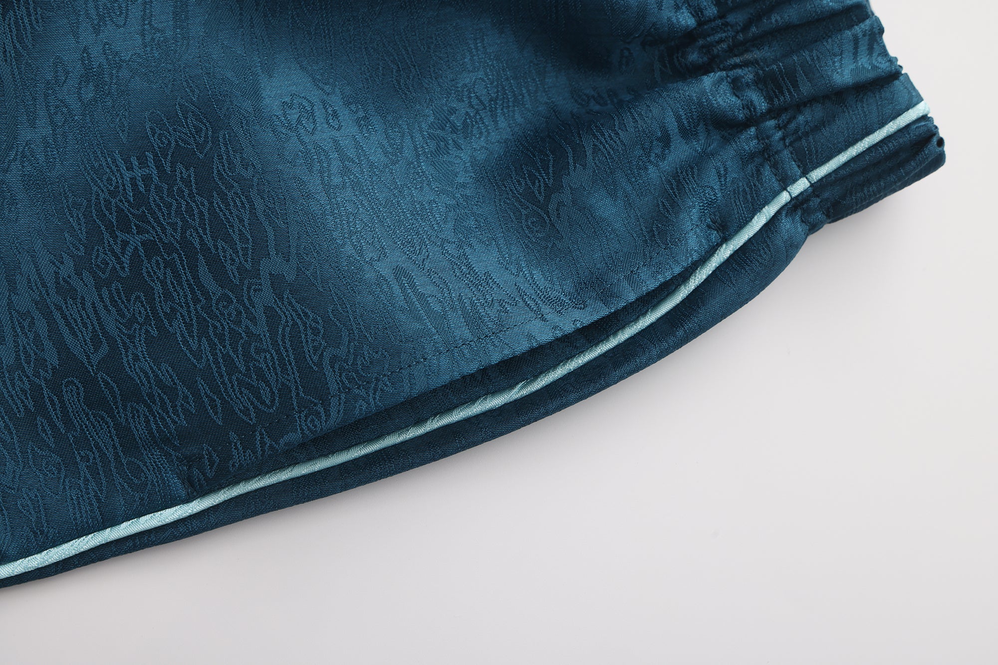 Fu Brocade Wide Leg Track Pants Forest Blue