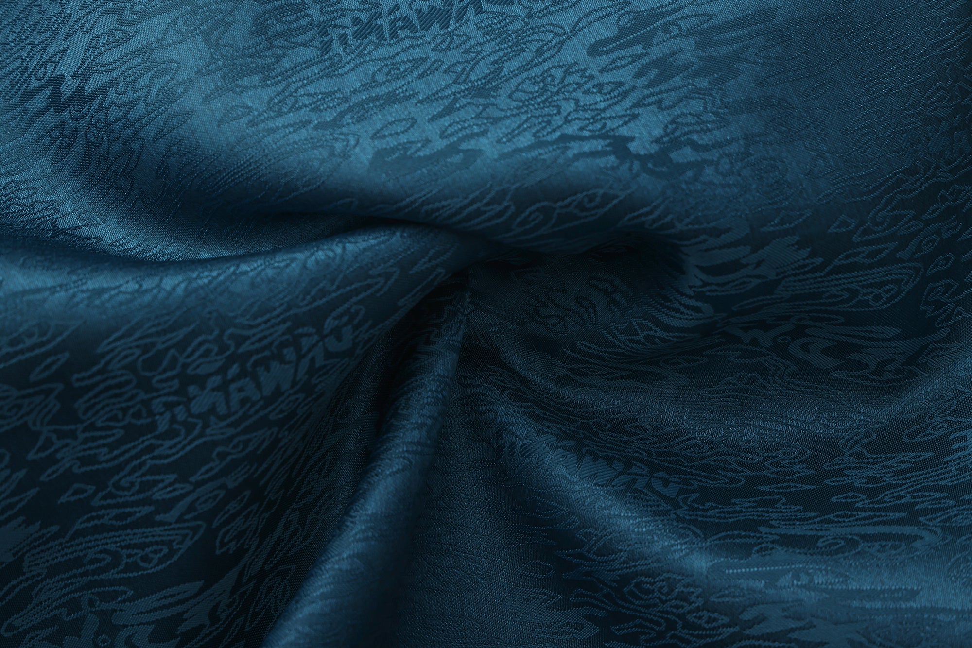 Fu Brocade Wide Leg Track Pants Forest Blue