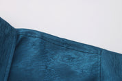 Dori Brocade Straight Collar Shirt Forest Blue