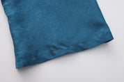 Dori Brocade Straight Collar Shirt Forest Blue